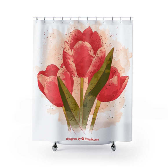 Hand Painted Tulips Stylish Design 71 x 74 Elegant Waterproof